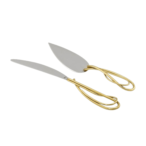 S.STEEL BUTTER KNIFE WITH BRASS HANDLE (POLISH) SET OF 2
